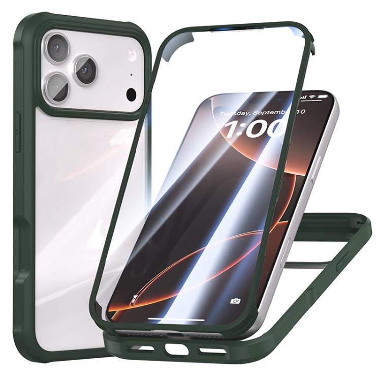 

For iPhone 17 Pro Max Double-sided Plastic Glass Phone Protective Case(Dark Green)