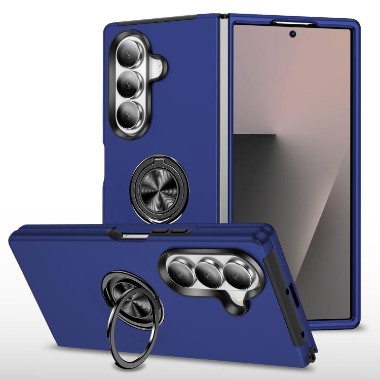 

For Samsung Galaxy Z Fold7 5G PC + TPU Magnetic Phone Case with Invisible Ring Holder(Navy Blue)