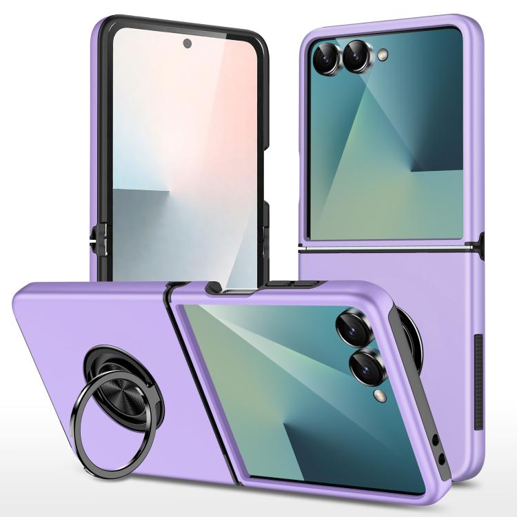 

For Samsung Galaxy Z Flip7 5G PC + TPU Magnetic Phone Case with Invisible Ring Holder(Purple)