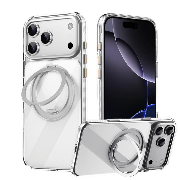 

For iPhone 17 Pro Gear 360 Rotation MagSafe Holder Phone Case(Transparent)