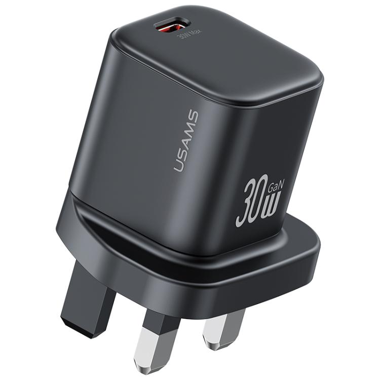 

USAMS CC276 30W GaN USB-C / Type-C Port Mini Fast Charger, Plug:UK Plug(Black)