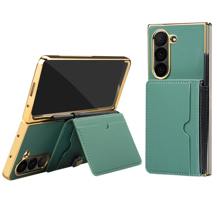 

For Samsung Galaxy Z Fold6 VIETAO Film Integrated Multiple Card Slots Flip Stand PU Phone Case(Green)