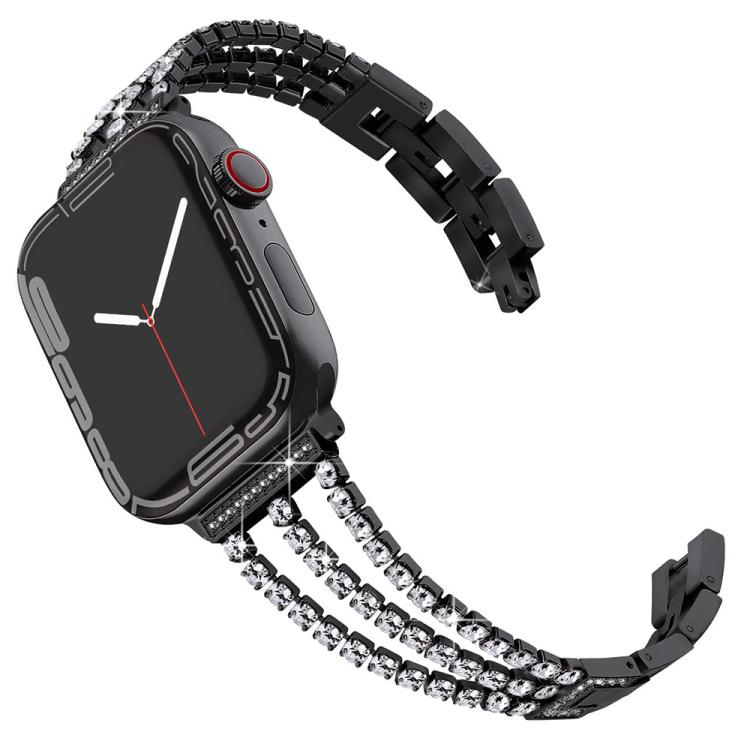 

For Apple Watch 42 / 44 / 45 / 46 / 49mm xDfind Three Diamond Metal Watch Band(Black)