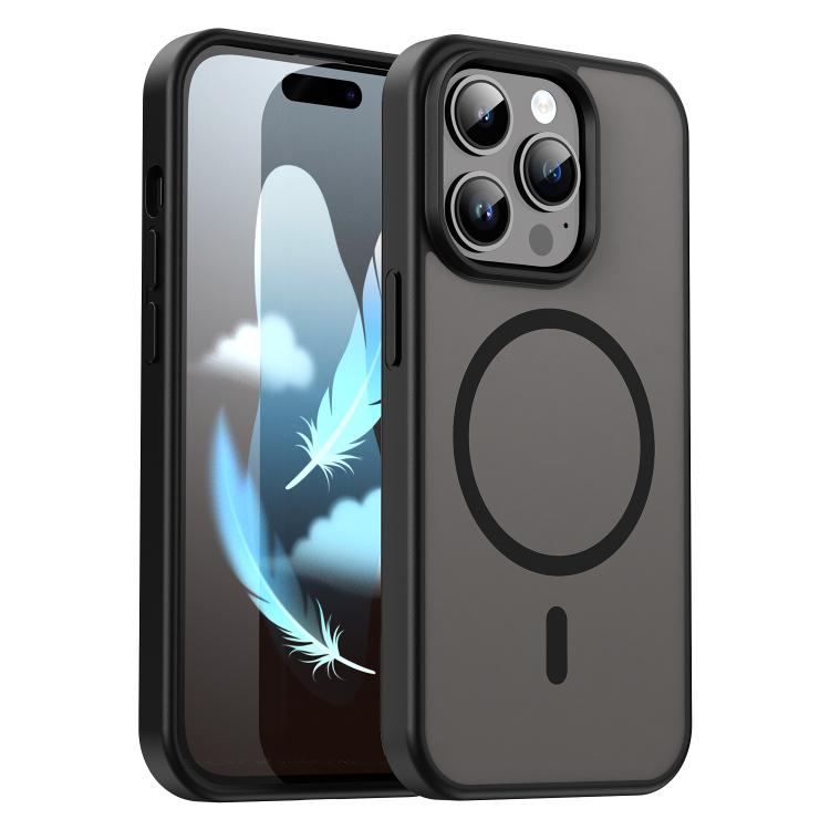 

For iPhone 14 Pro Fanying Series PC Hybrid TPU Translucent Frosted MagSafe Phone Case(Translucent Black)