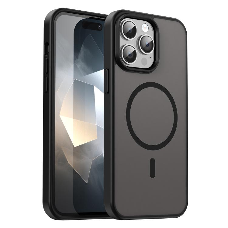 For iPhone 14 Pro Max Fanying Series PC Hybrid TPU Translucent Frosted MagSafe Phone Case(Translucent Black)