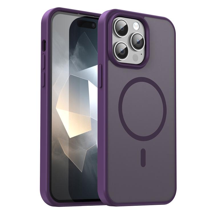 

For iPhone 14 Pro Max Fanying Series PC Hybrid TPU Translucent Frosted MagSafe Phone Case(Crystal Purple)