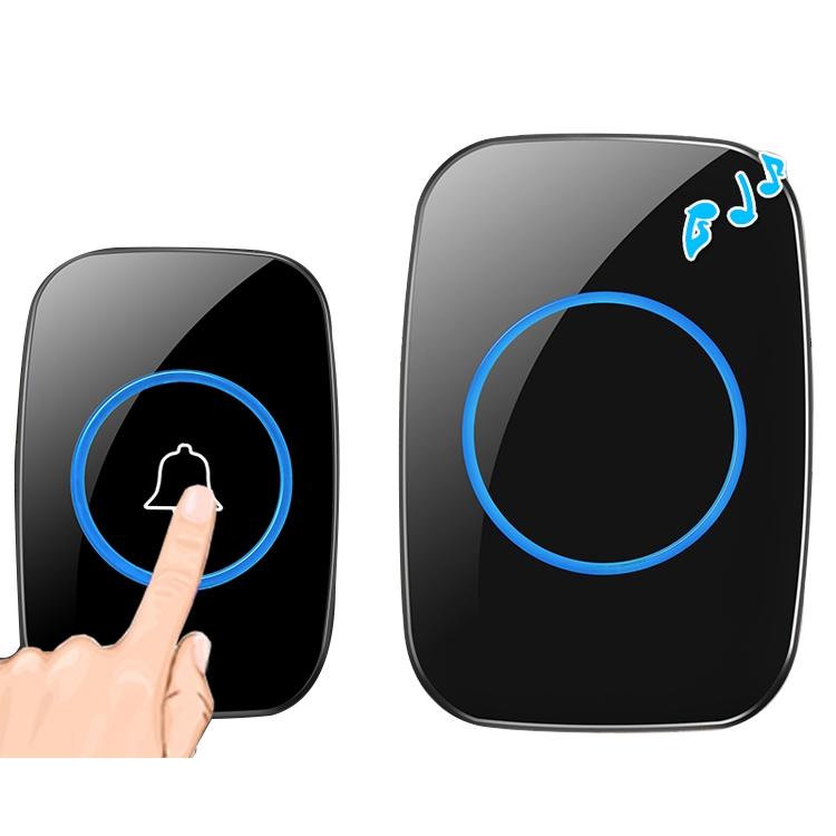 

CACAZI A10 300m Long Range No Battery Waterproof LED Light Smart Wireless Doorbell, US Plug(Black)