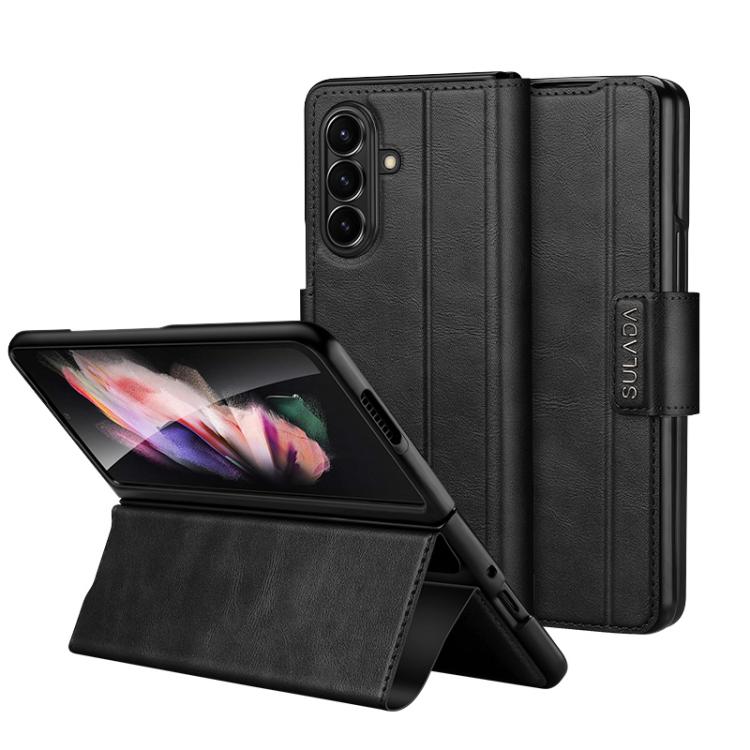 

For Samsung Galaxy Z Fold7 5G SULADA All-inclusive Magnetic Snap Flip Leather Phone Case(Black)