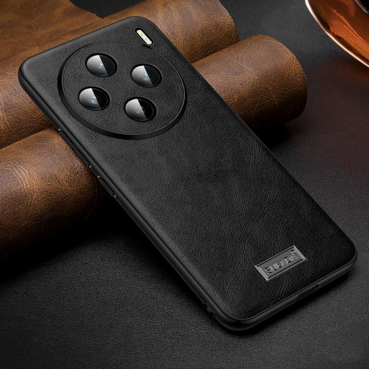 

For vivo X200s SULADA Shockproof TPU Hybrid Handmade Leather Phone Case(Black)
