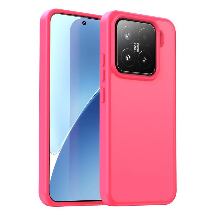 

For Xiaomi 15 Fanying Series PC Hybrid TPU Translucent Frosted Phone Case(Rose Red)