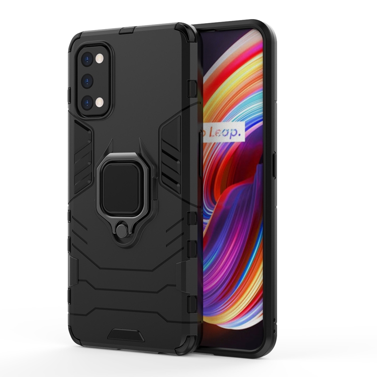 

For OPPO Realme 7 Pro PC + TPU Shockproof Protective Case with Magnetic Ring Holder(Black)