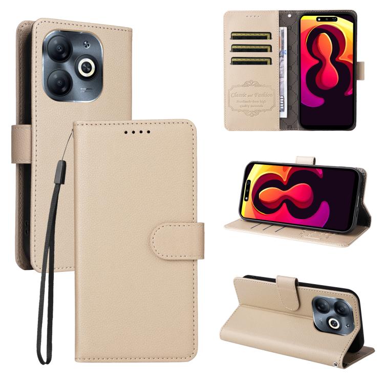 

For Tecno Spark Go 2024 / Pop 8 Litchi Texture RFID Blocking 3-Card Wallet Leather Phone Case(Beige)