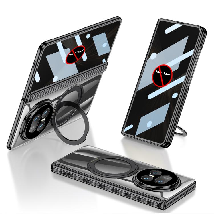 

For Honor Magic V5 GKK HD Integrated Magnetic Hinge Phantom Phone Case with Rotating Bracket(Black)