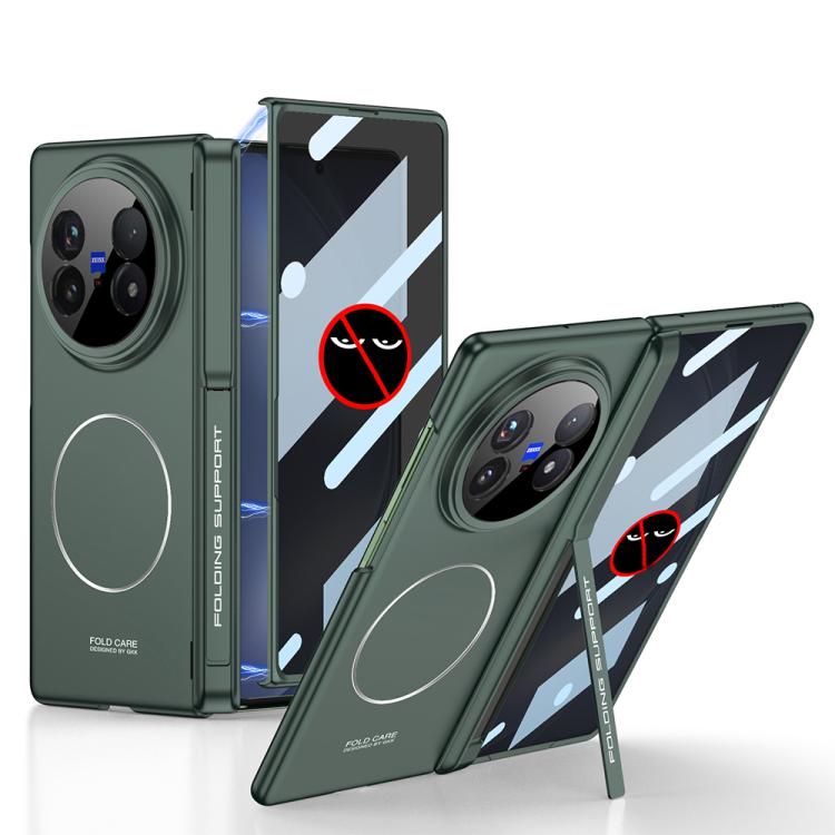 

For vivo X Fold5 GKK HD Integrated MagSafe Magnetic All-Inclusive Phone Case with Holder(Night Green)