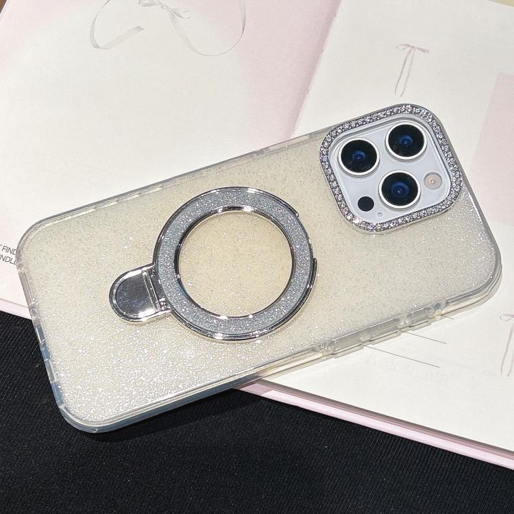 For iPhone 13 Pro Max Gradient Glitter Diamonds MagSafe Phone Case(Light Yellow)