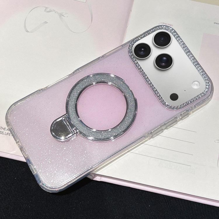 

For iPhone 17 Pro Max Gradient Glitter Diamonds MagSafe Phone Case(Light Pink)