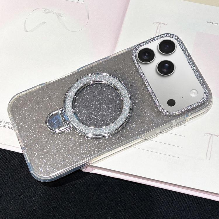 For iPhone 17 Pro Gradient Glitter Diamonds MagSafe Phone Case(Black)