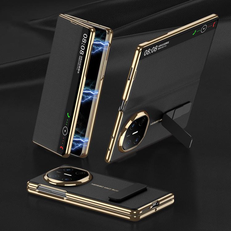 

For Huawei Mate X6 GKK Magnetic Full Cover Flip Phone Case with Slotted Rotating Bracket(Black)