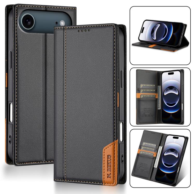 

For iPhone Air N.BEKUS P3 RFID Stitching Magnetic Flip Leather Phone Case(Black)