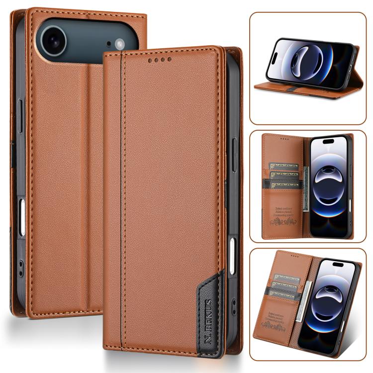 

For iPhone Air N.BEKUS P3 RFID Stitching Magnetic Flip Leather Phone Case(Brown)