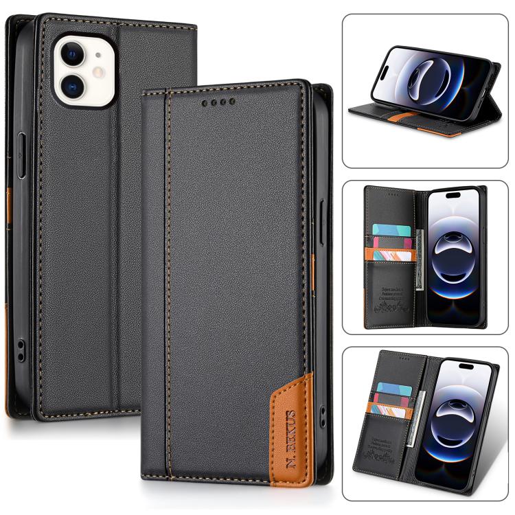 

For iPhone 11 N.BEKUS P3 RFID Stitching Magnetic Flip Leather Phone Case(Black)