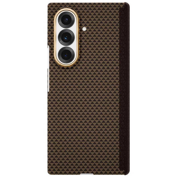 

For Samsung Galaxy Z Fold7 5G Metal Frame Nanofiber MagSafe Magnetic Center Phone Case(Gold)