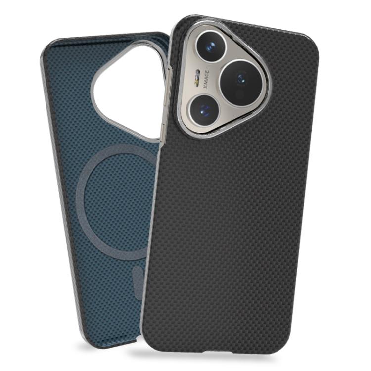 

For Huawei Pura 70 Pro Metal Frame Nanofiber MagSafe Magnetic Phone Case(Black)