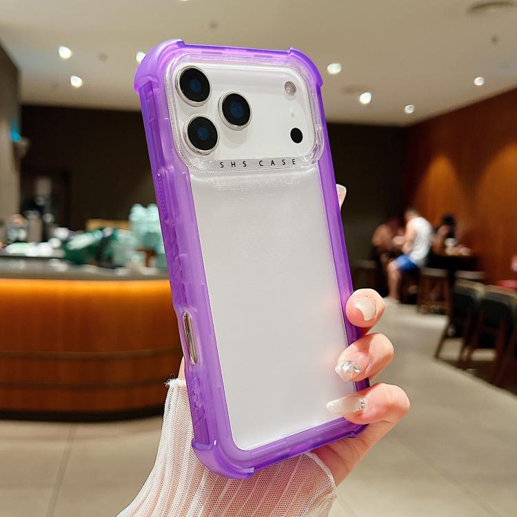 

For iPhone 17 Pro Max Transparent Matte TPU Hybrid PC 3-in-1 Phone Case(Purple)
