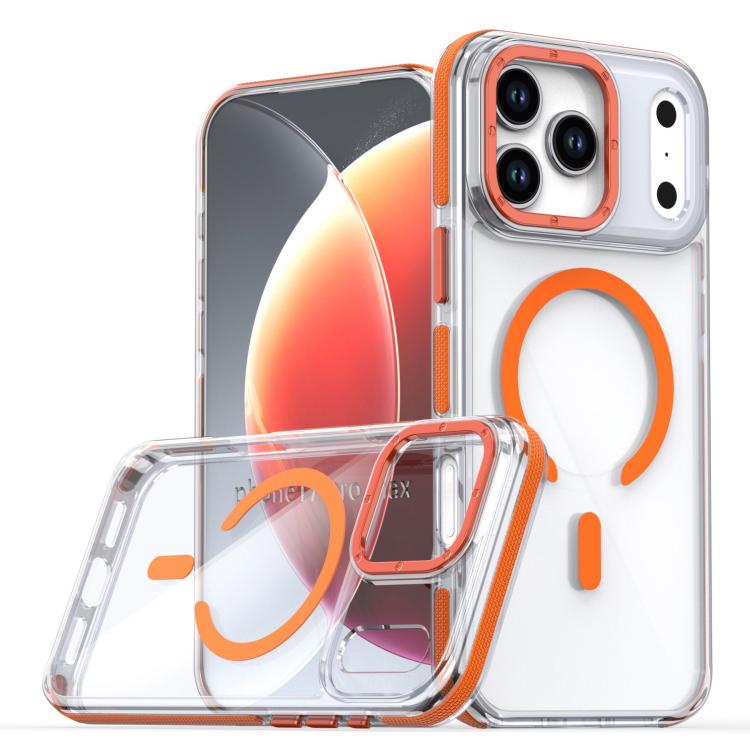 

For iPhone 17 Pro Max Dual-Color Clear Acrylic Hybrid TPU MagSafe Phone Case(Orange)