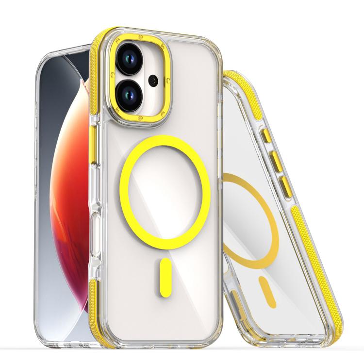 

For iPhone 17 Dual-Color Clear Acrylic Hybrid TPU MagSafe Phone Case(Yellow)