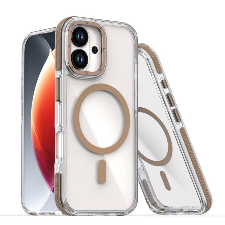 For iPhone 17 Dual-Color Clear Acrylic Hybrid TPU MagSafe Phone Case(Desert Gold) — купить у Sunsky-online WW