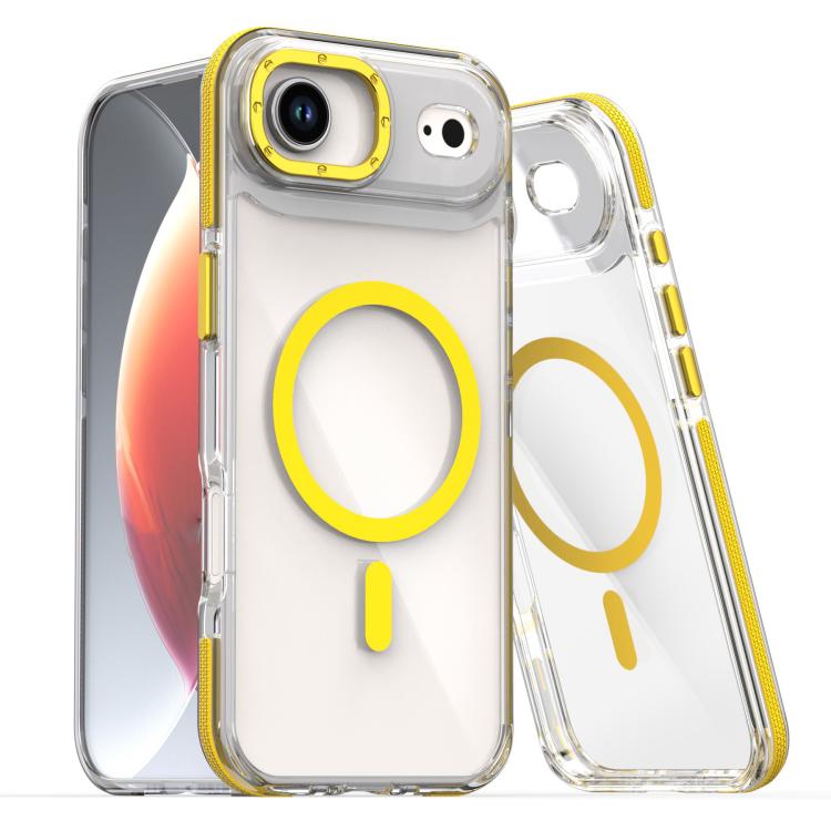 

For iPhone Air Dual-Color Clear Acrylic Hybrid TPU MagSafe Phone Case(Yellow)
