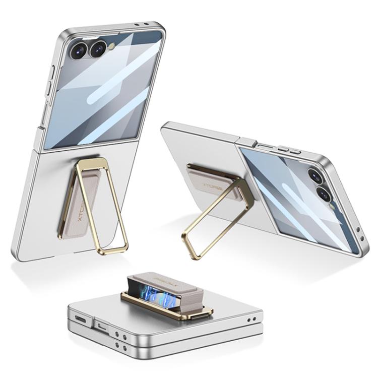 

For Samsung Galaxy Z Flip7 5G GKK Integrated Ultra-thin Full Cover Wristband Phone Case with Rotating Bracket(Silver)