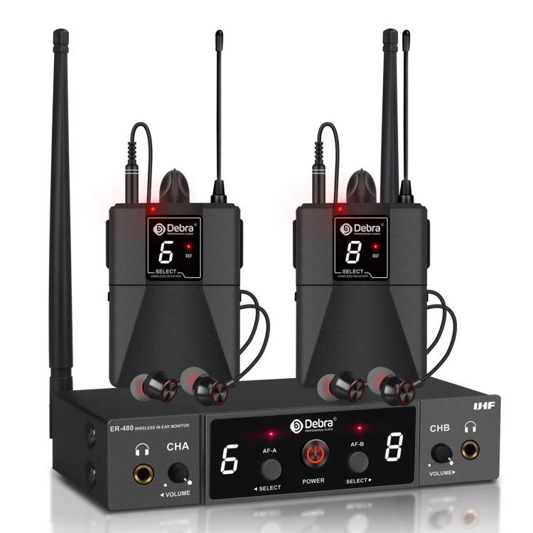 

DEBRA ER-480 Professional Stage Wireless Audio Return Monitoring System with Two Receivers(US Plug)