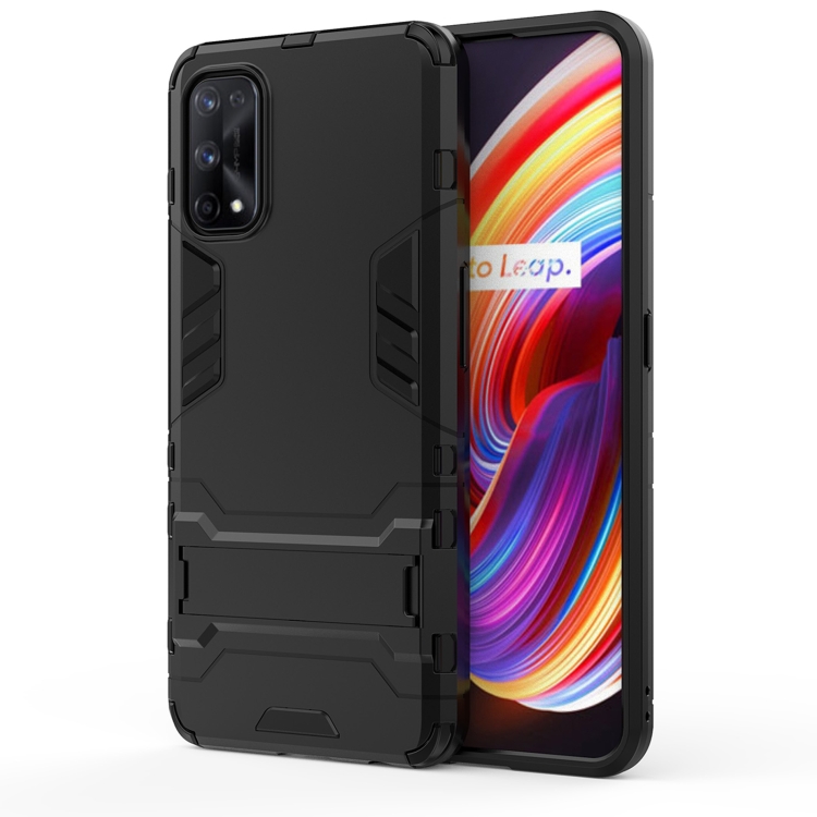 For OPPO Realme Pro PC TPU Shockproof Protective Case with Holder(Black)