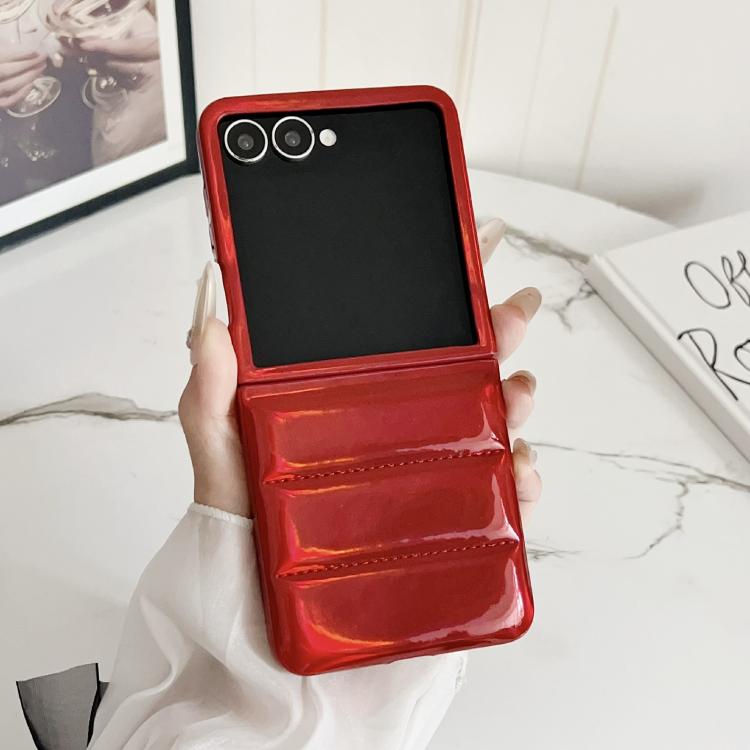 

For Samsung Galaxy Z Flip7 5G Laser Aurora Down Jacket All-inclusive Phone Case(Red)
