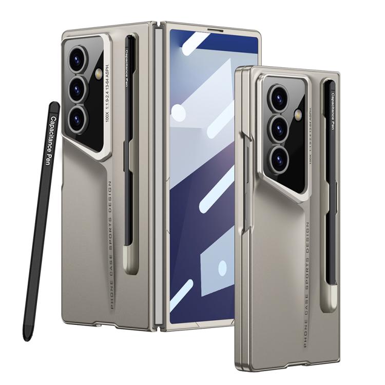 

For Samsung Galaxy Z Fold7 5G GKK Integrated Blade Ultra-thin Full Coverage Phone Case with Pen Slot, Included Pen(Titanium Grey)