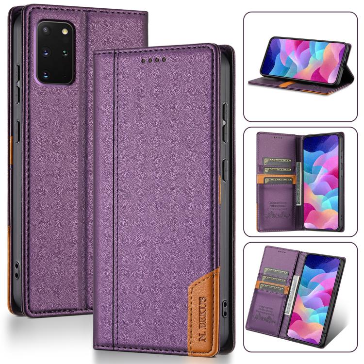 

For Samsung Galaxy S20 FE N.BEKUS P3 RFID Stitching Magnetic Flip Leather Phone Case(Purple)