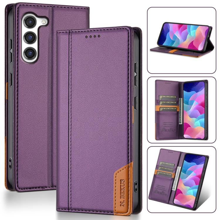 

For Samsung Galaxy S23+ 5G N.BEKUS P3 RFID Stitching Magnetic Flip Leather Phone Case(Purple)