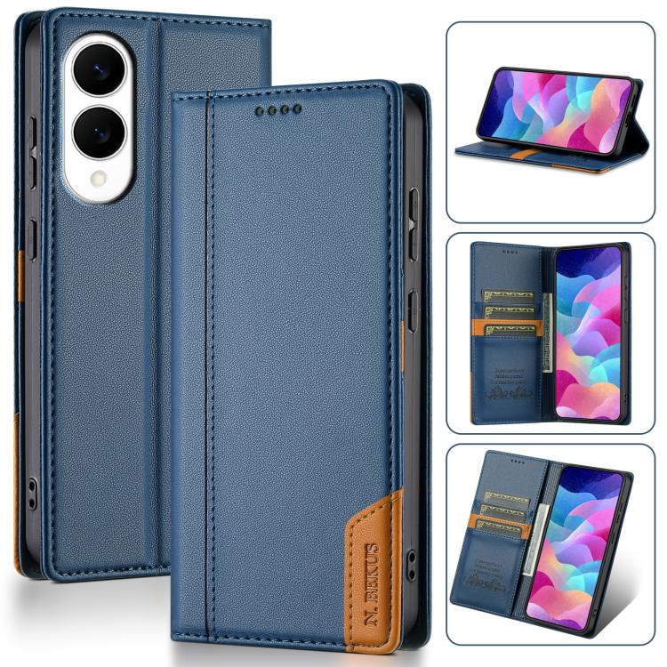 

For Samsung Galaxy S25 Edge 5G N.BEKUS P3 RFID Stitching Magnetic Flip Leather Phone Case(Blue)