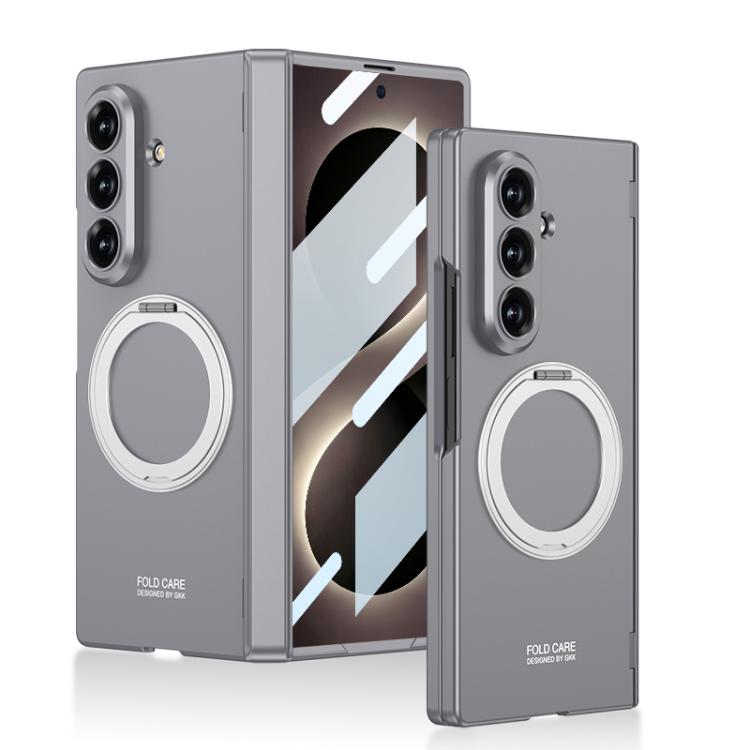 For Galaxy Z Fold8 Ultra 5G GKK Integrated Magnetic Folding Hinge Full Coverage Phone Case with Rotating Bracket(Grey)