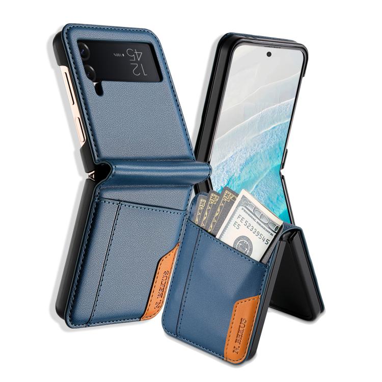 

For Samsung Galaxy Z Flip4 N.BEKUS P3 RFID Stitching Magnetic Flip Leather Phone Case(Blue)