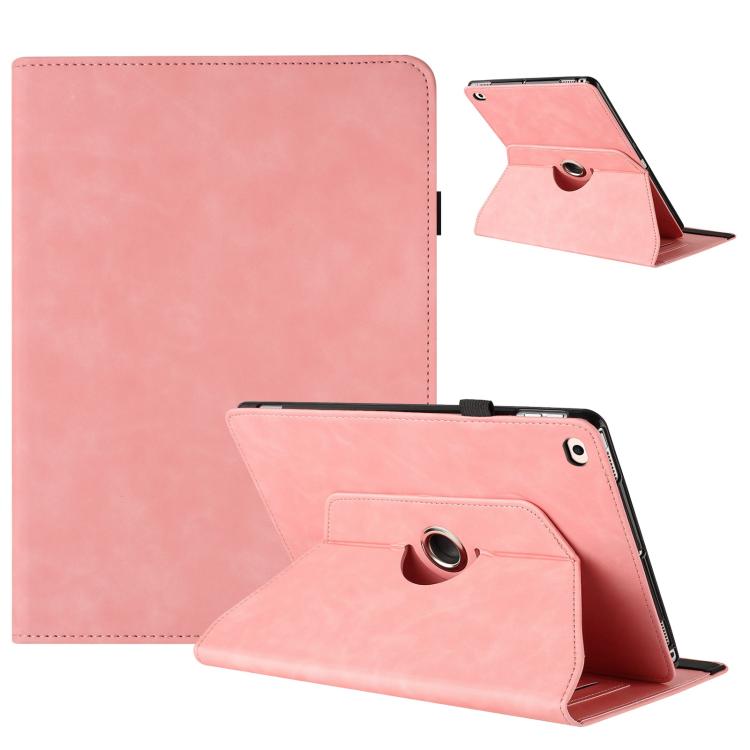 

For iPad Air 2 / 1 / 9.7 2018 / 2017 Solid Color Rotation Holder Leather Smart Tablet Case(Pink)