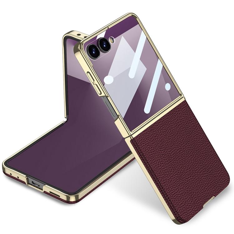 

For Samsung Galaxy Z Flip7 5G GKK Integrated Plating Leather Phone Case(Red)