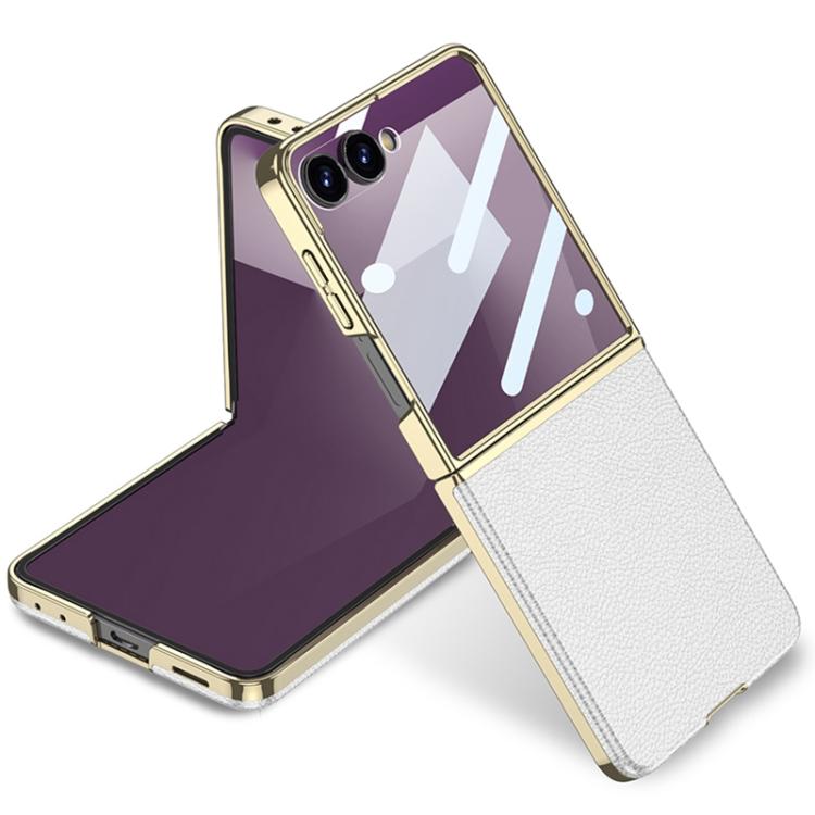 

For Samsung Galaxy Z Flip7 5G GKK Integrated Plating Leather Phone Case(White)