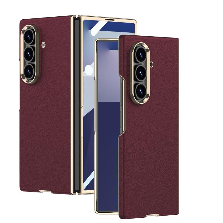 

For Samsung Galaxy Z Fold7 5G GKK Integrated Plating Leather Phone Case(Red)