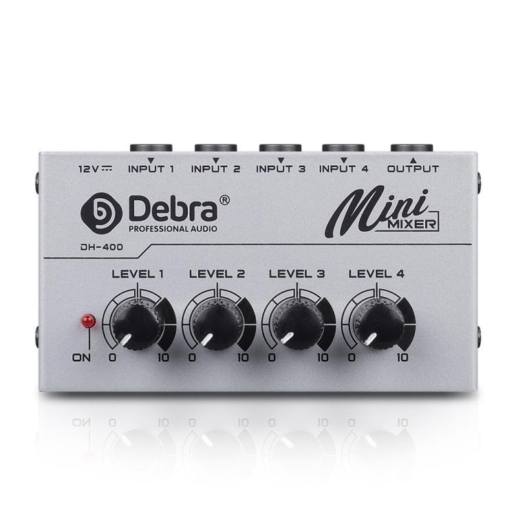 

DEBRA M094 4-Channels Audio Mixer Musical Instrument Live Streaming Reverb, Power Plug:US Plug(White)