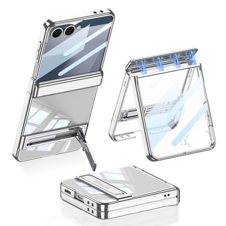 

For Samsung Galaxy Z Flip7 5G GKK Integrated Triumph Phantom Magnetic Phone Case with Holder(Silver)