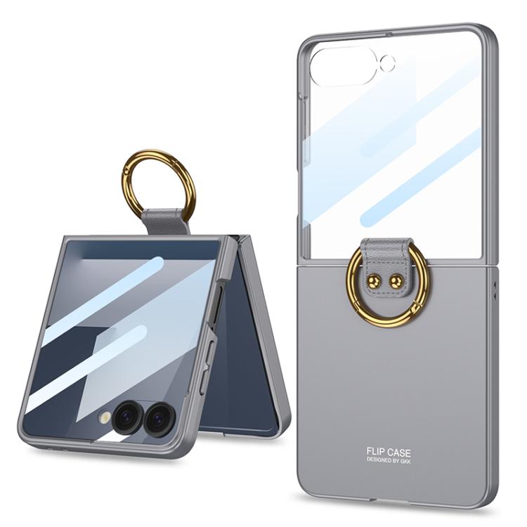 

For Samsung Galaxy Z Flip7 5G GKK Integrated Ultra-Thin Ring Holder Phone Case(Grey)