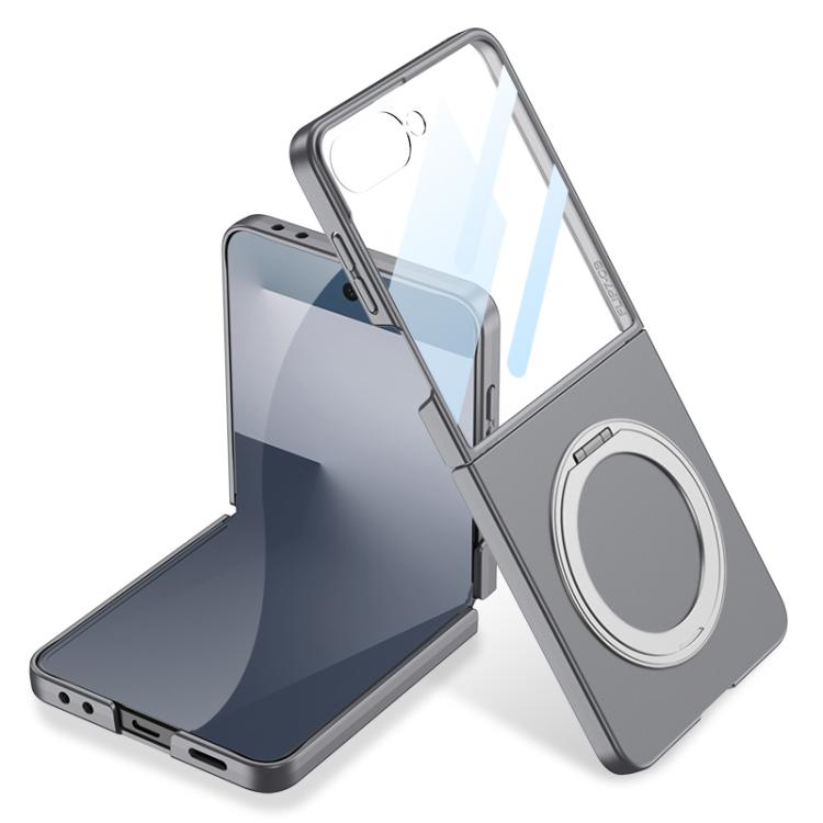 

For Samsung Galaxy Z Flip7 5G GKK Integrated Ultra-thin Full Cover Phone Case with Rotating Bracket(Grey)